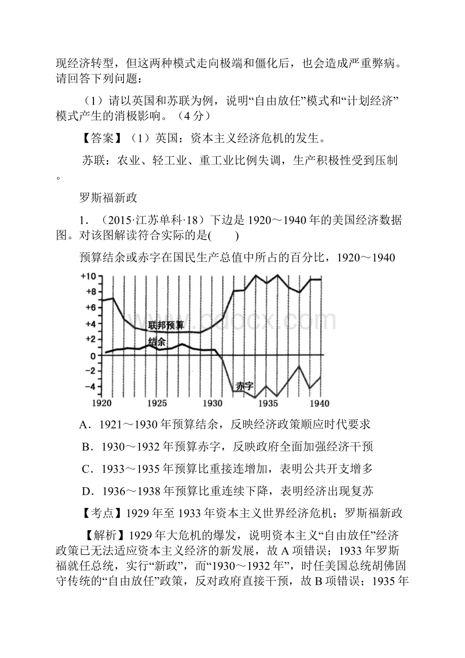 高考历史试题汇编按考纲顺序 罗斯福新政和战后资本主义的新变化江苏省.docx_第3页