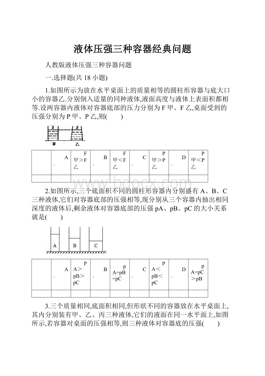 液体压强三种容器经典问题.docx_第1页