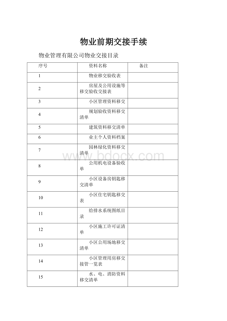 物业前期交接手续.docx