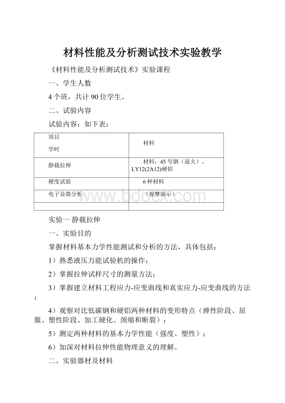 材料性能及分析测试技术实验教学.docx_第1页