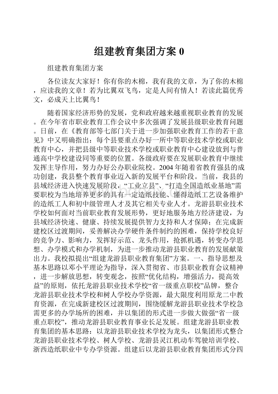 组建教育集团方案0.docx_第1页