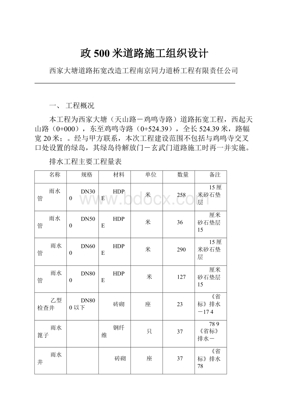 政500米道路施工组织设计.docx