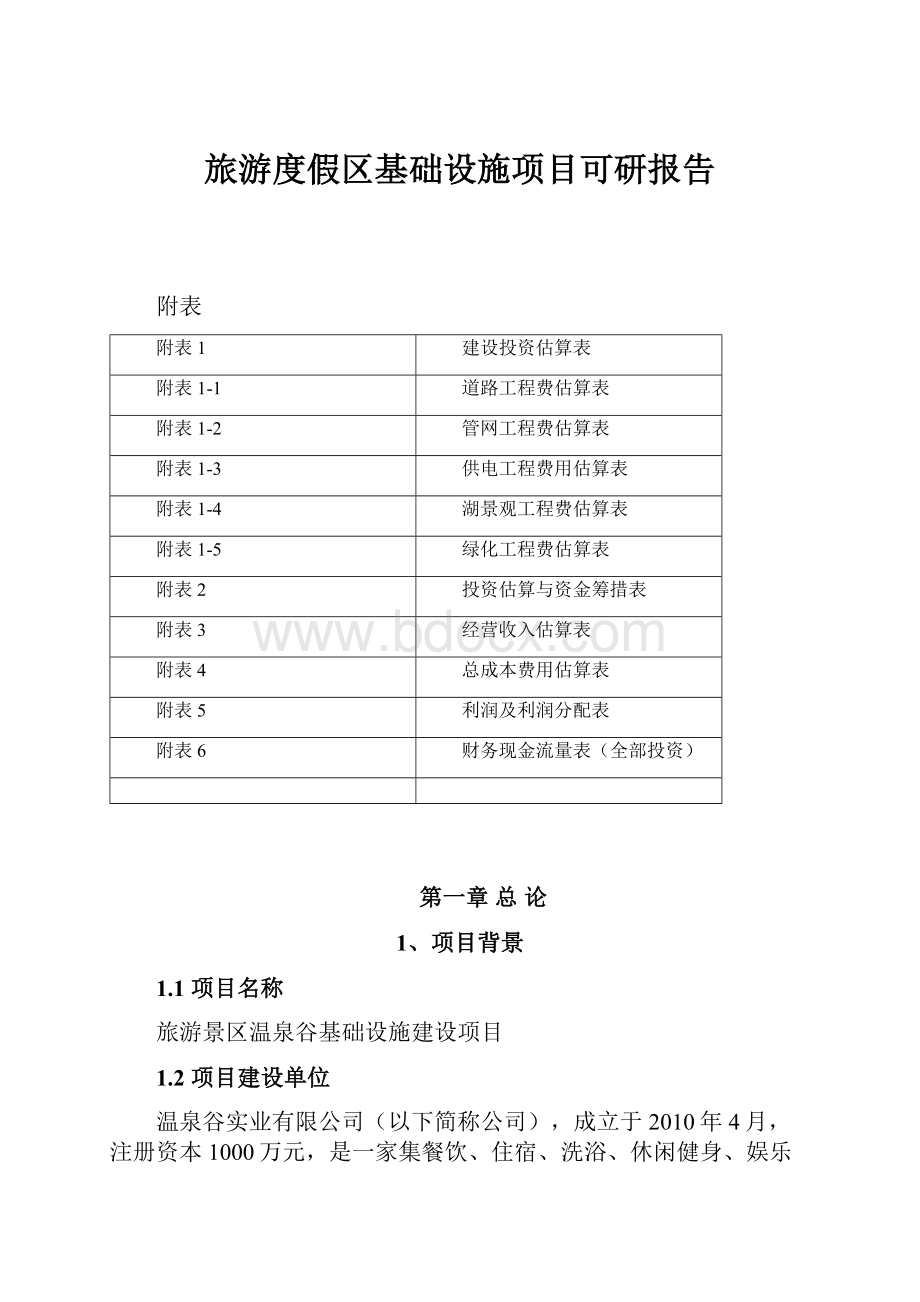 旅游度假区基础设施项目可研报告.docx_第1页