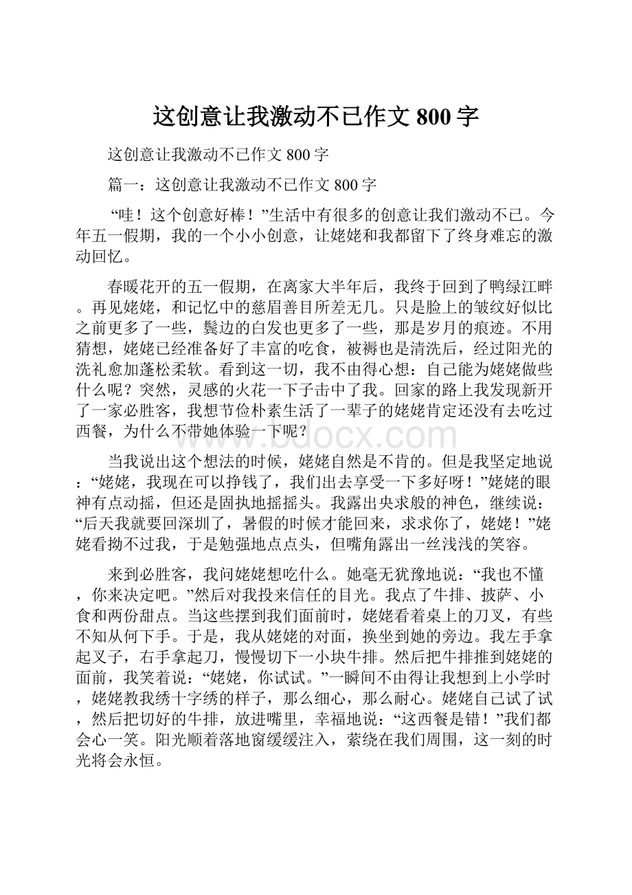 这创意让我激动不已作文800字.docx