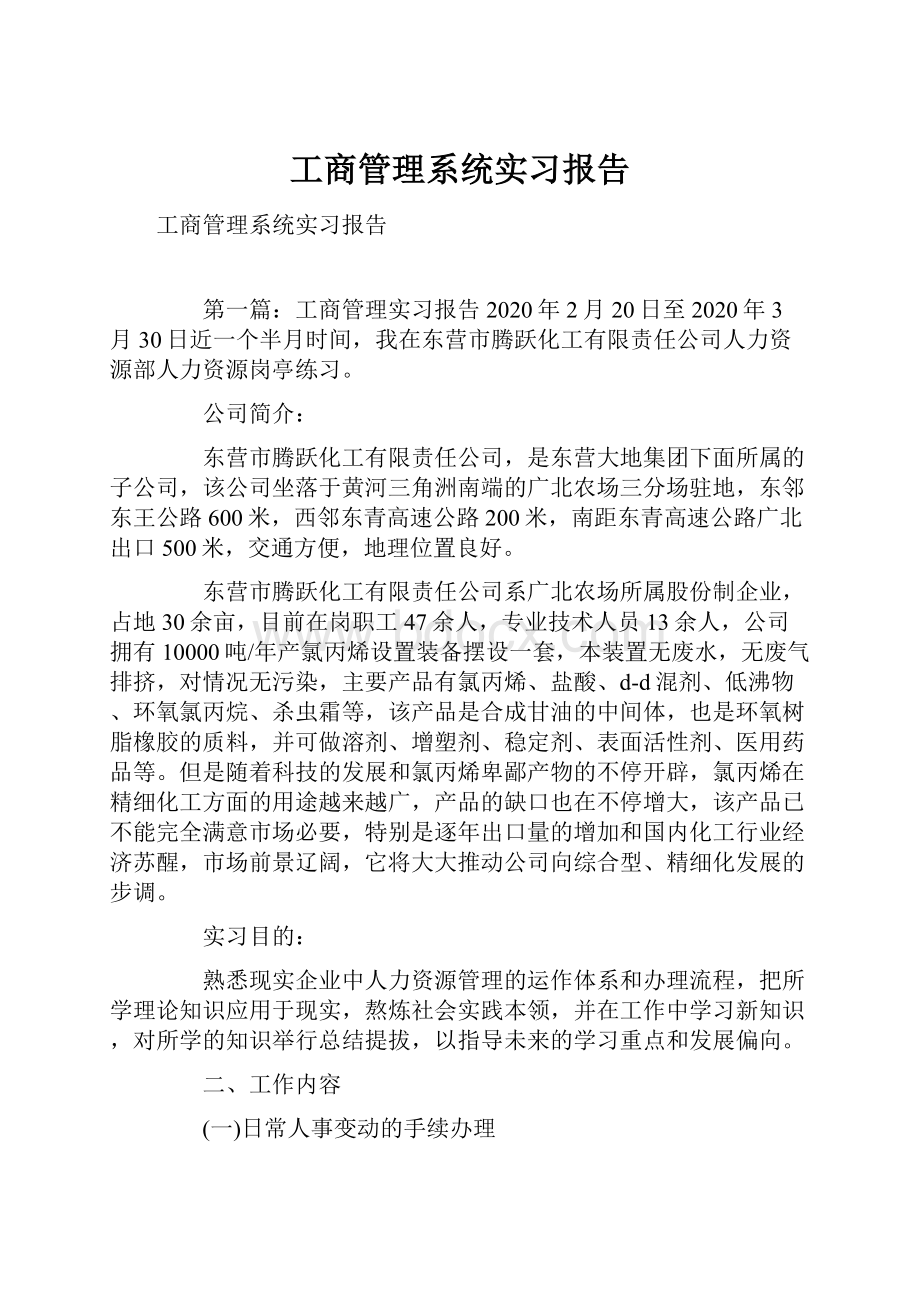 工商管理系统实习报告.docx_第1页