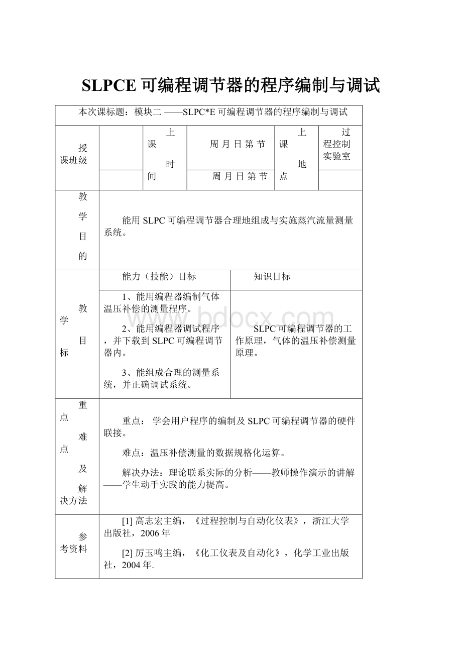 SLPCE可编程调节器的程序编制与调试.docx