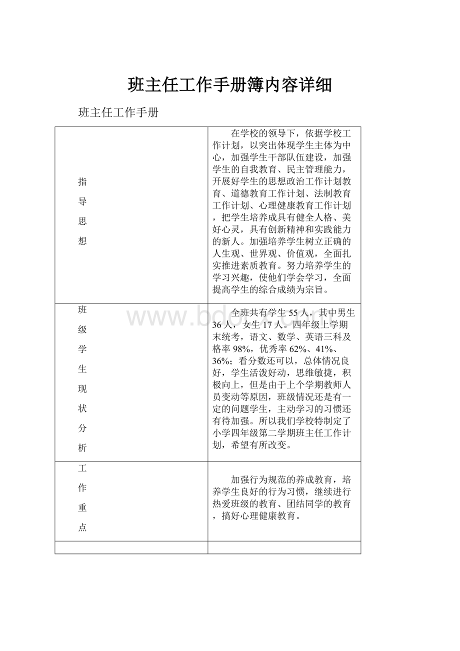 班主任工作手册簿内容详细.docx