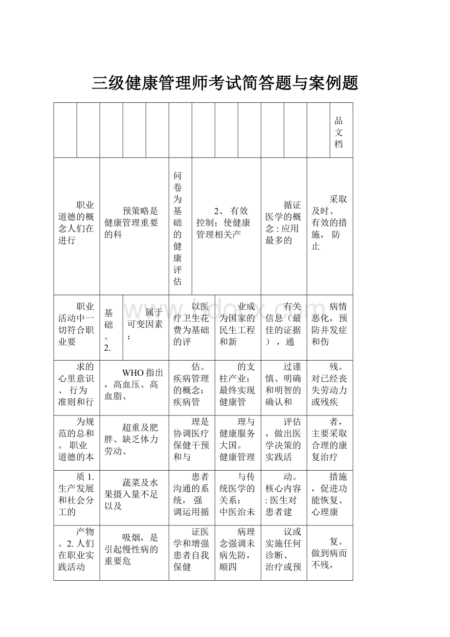 三级健康管理师考试简答题与案例题.docx