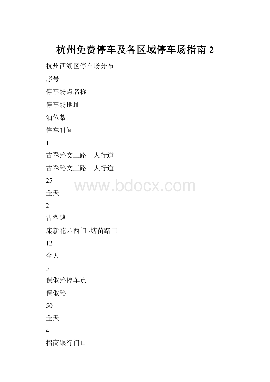 杭州免费停车及各区域停车场指南2.docx_第1页