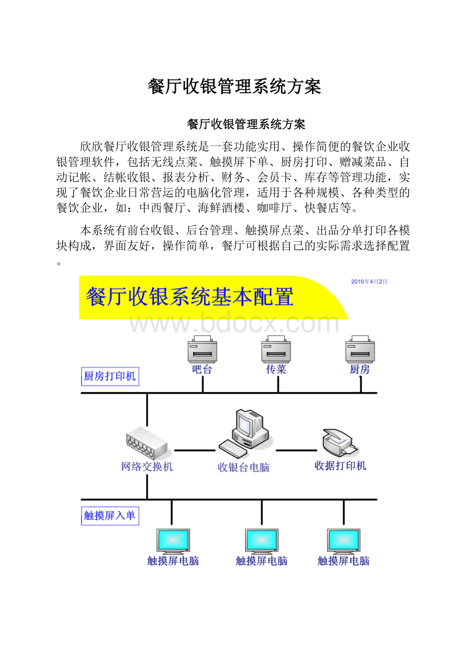 餐厅收银管理系统方案.docx