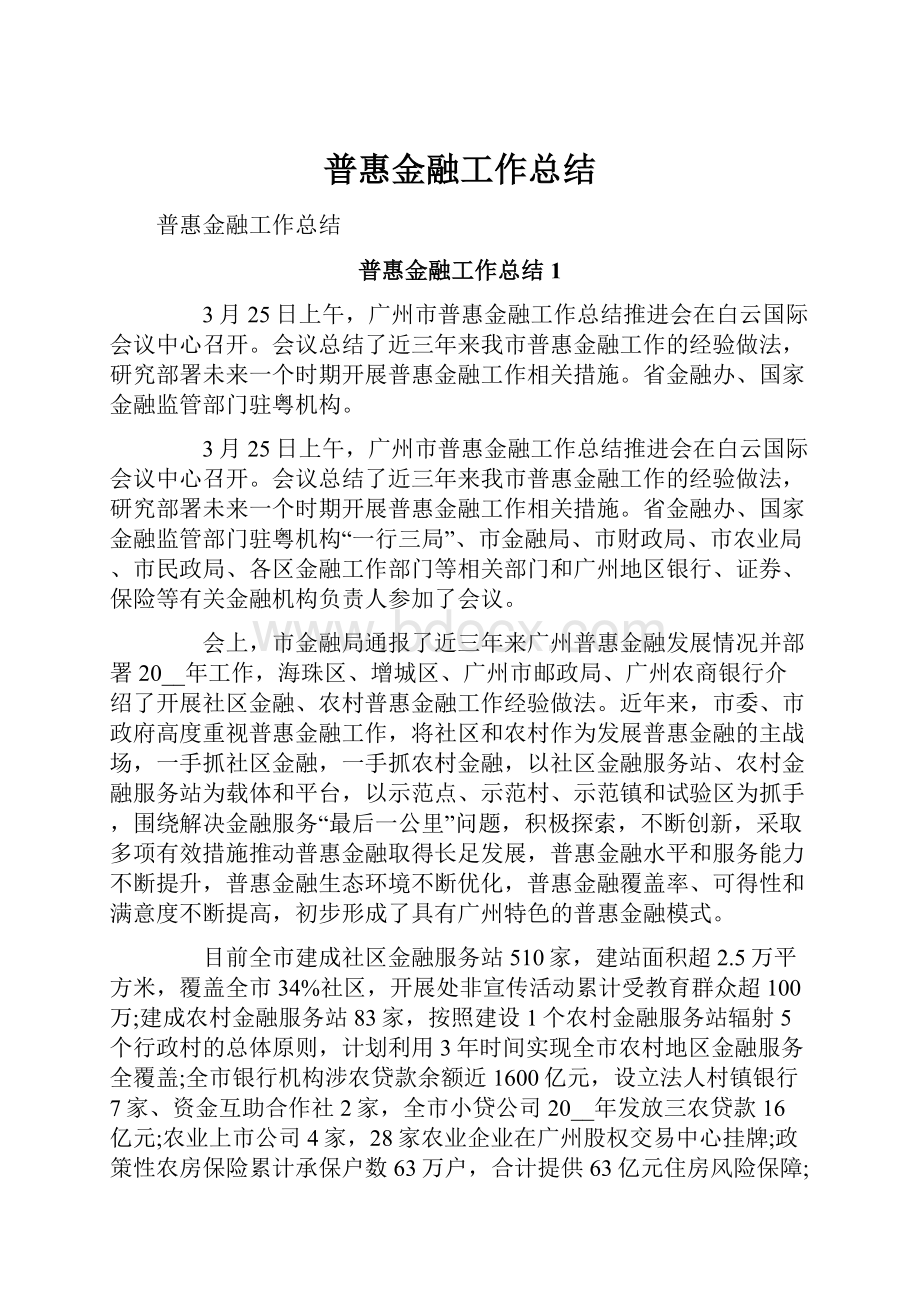 普惠金融工作总结.docx