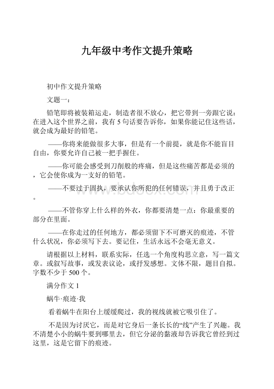 九年级中考作文提升策略.docx