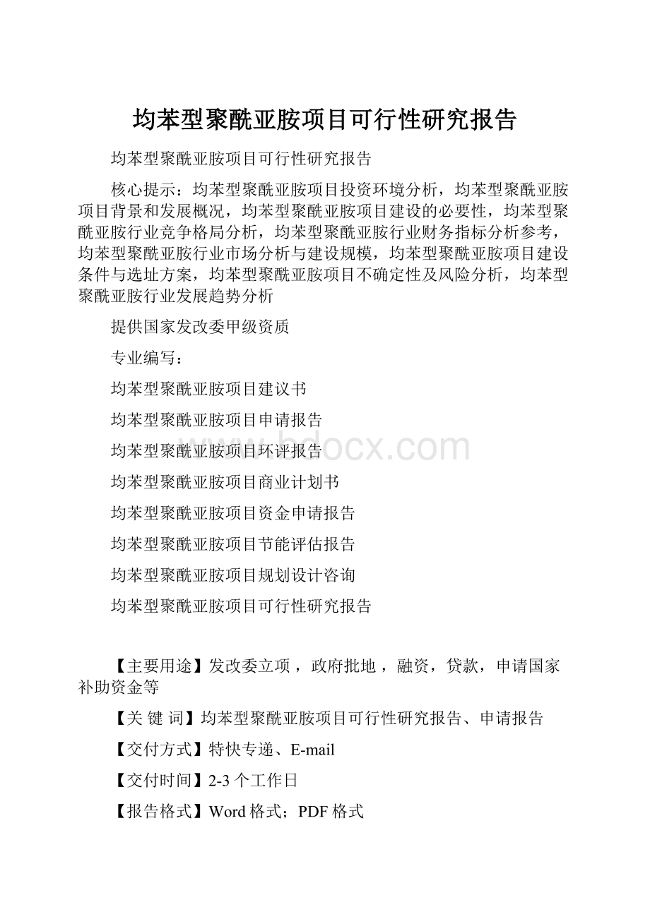 均苯型聚酰亚胺项目可行性研究报告.docx_第1页