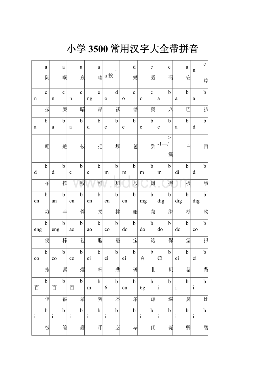 小学3500常用汉字大全带拼音.docx_第1页