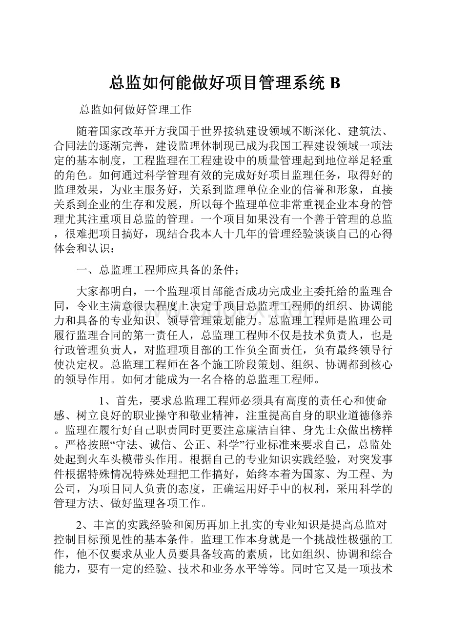 总监如何能做好项目管理系统B.docx