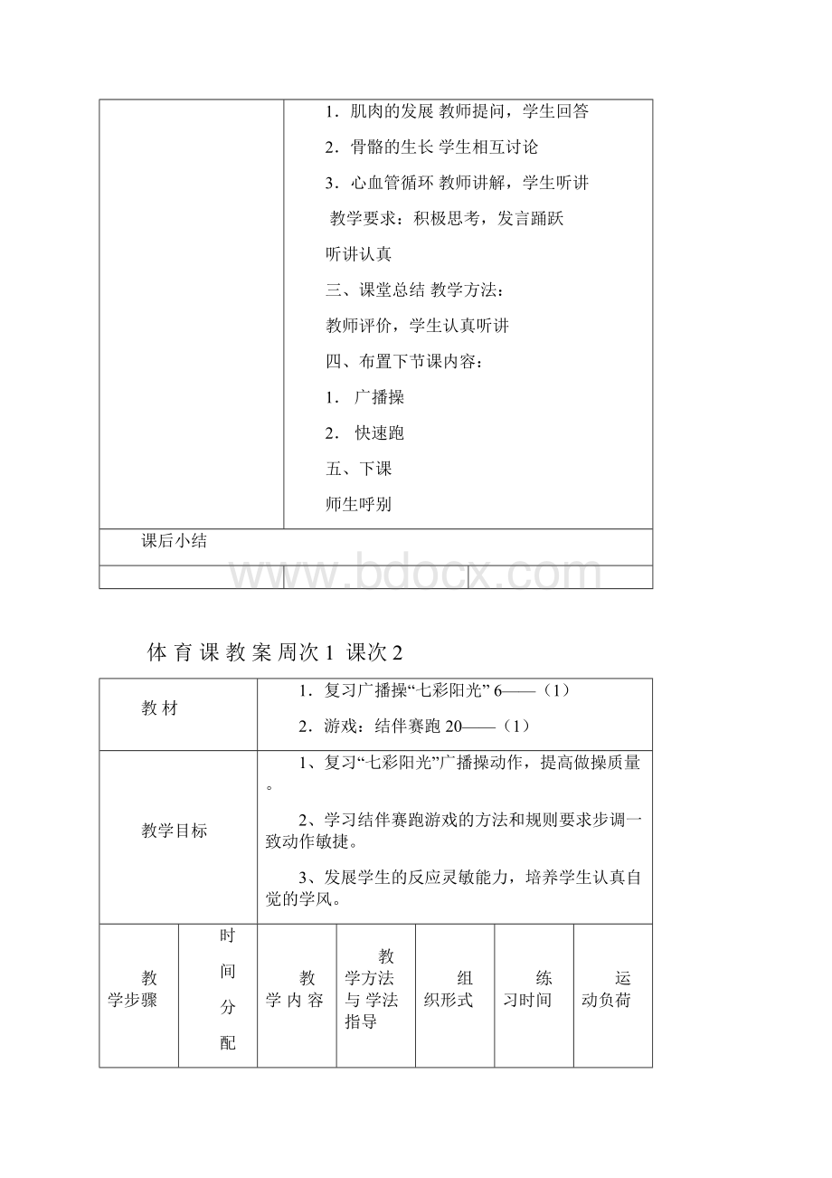 小学三年级下册体育课教案.docx_第2页