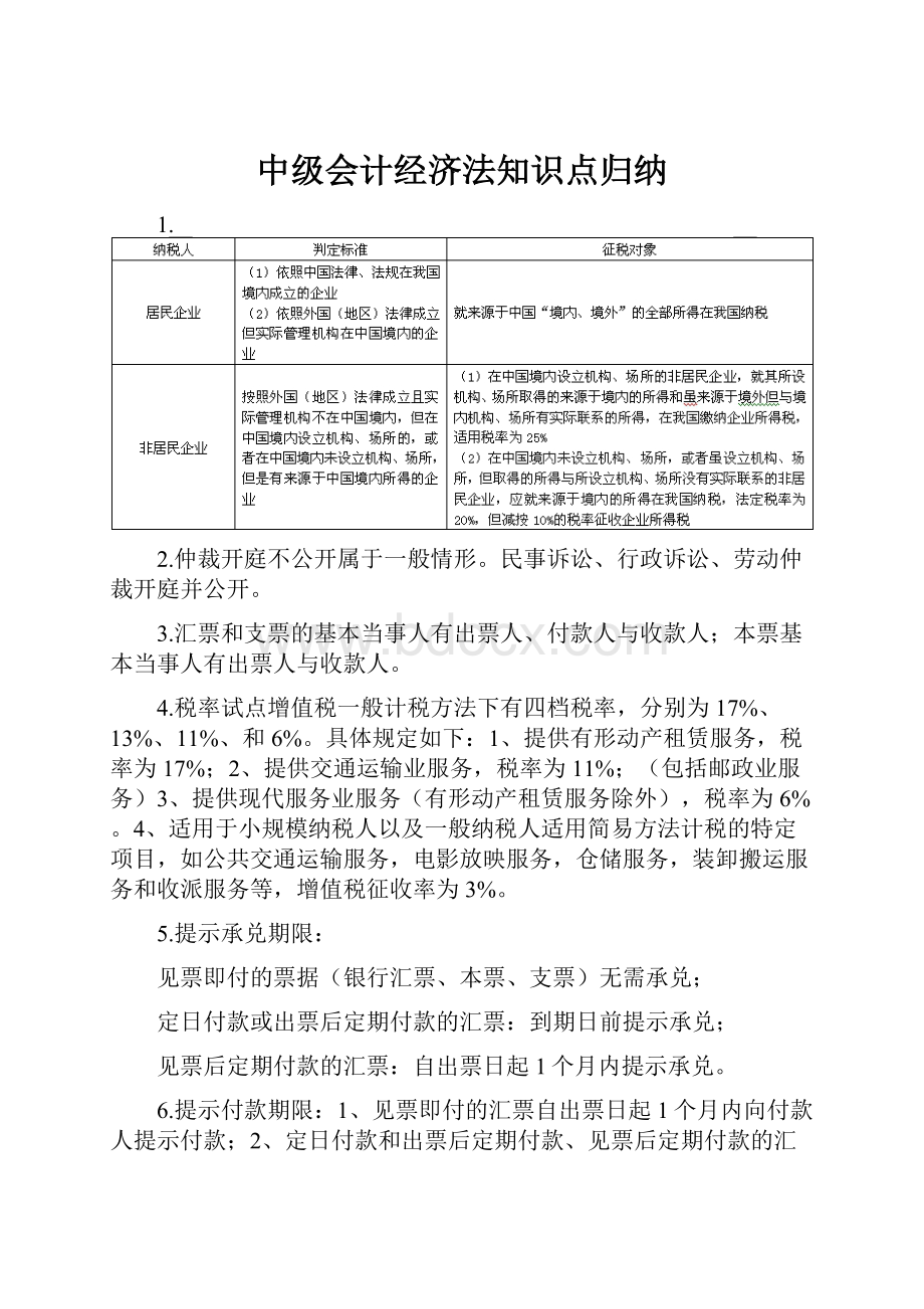 中级会计经济法知识点归纳.docx_第1页