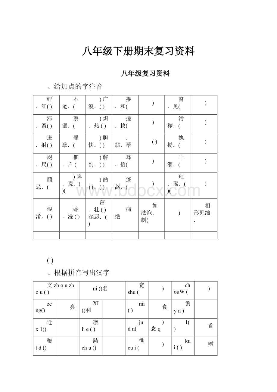 八年级下册期末复习资料.docx_第1页