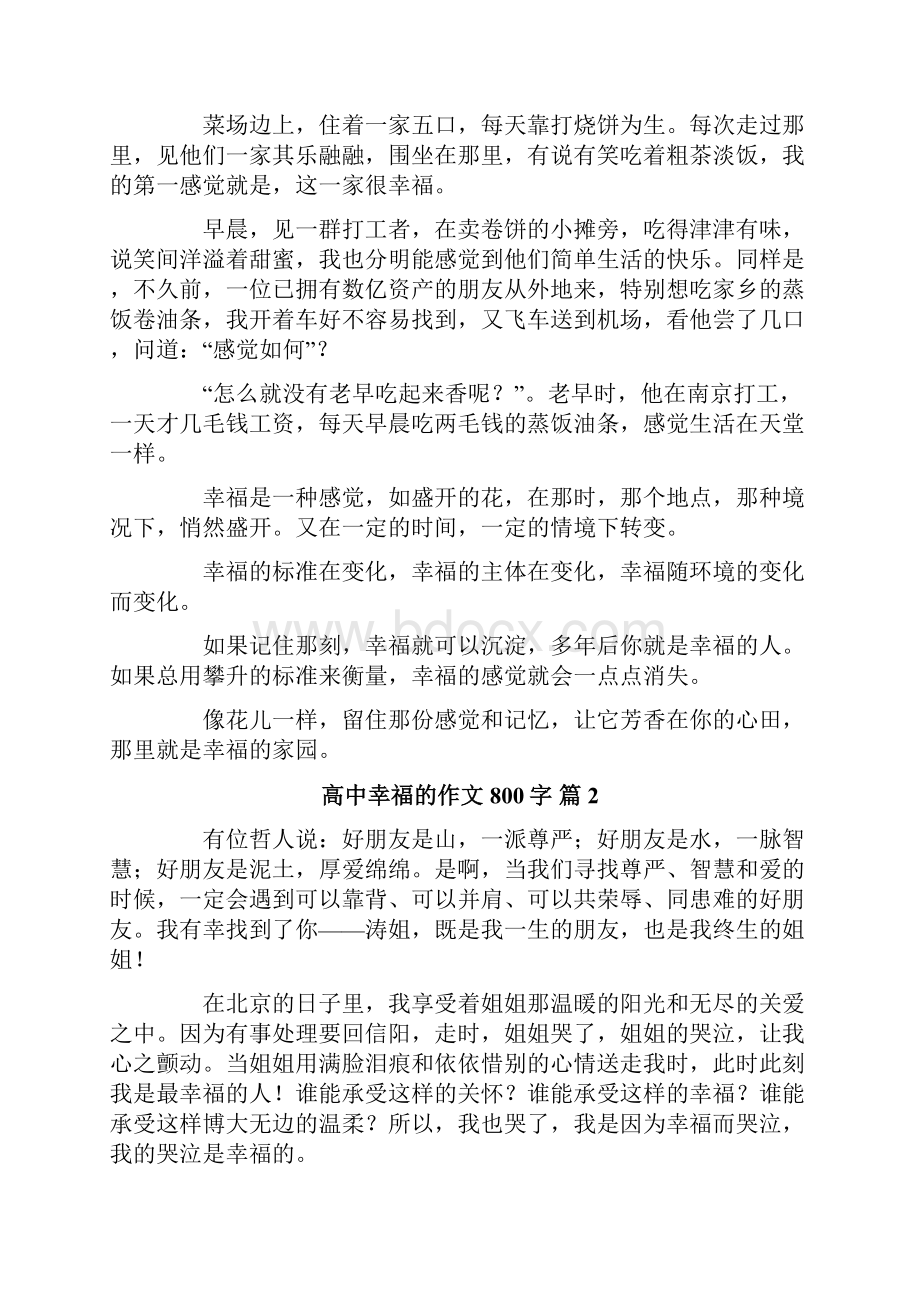 关于高中幸福的作文800字汇总五篇.docx_第2页