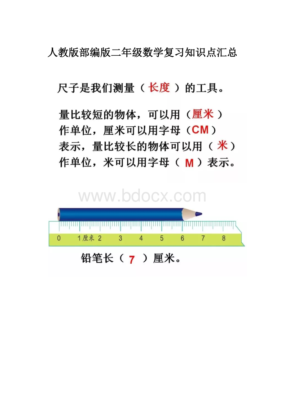 人教版部编版二年级数学复习知识点汇总.docx_第1页