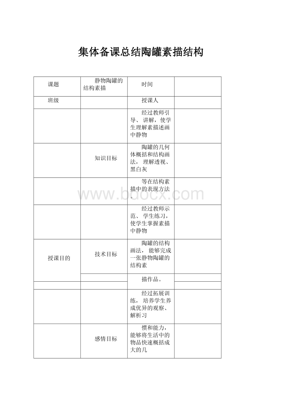 集体备课总结陶罐素描结构.docx