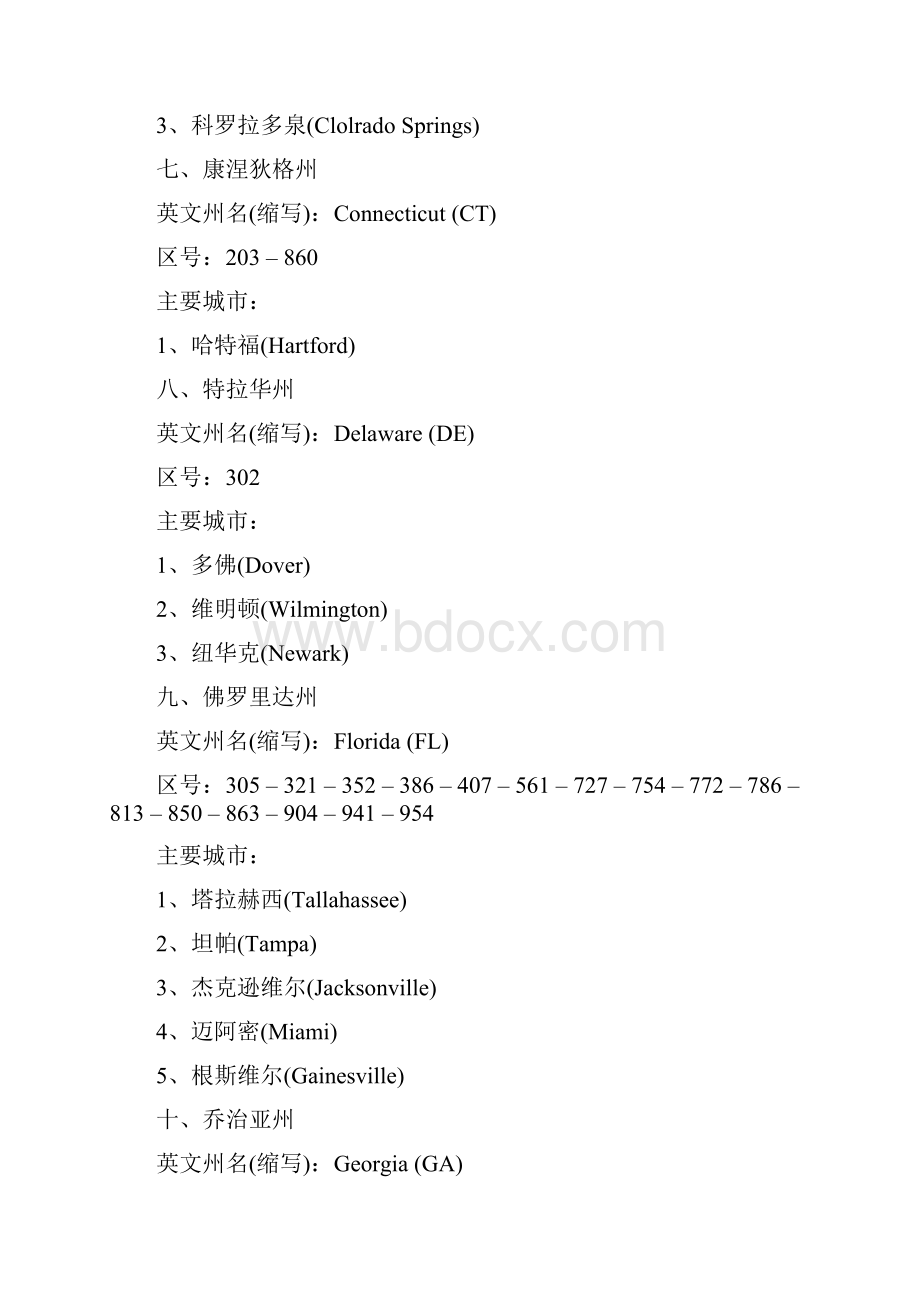 美国各州的缩写及主要城市.docx_第3页