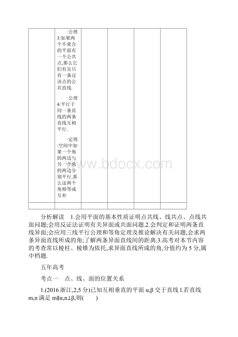 课标A版高考数学一轮复习83 空间点直线平面之间的位置关系附答案.docx_第2页