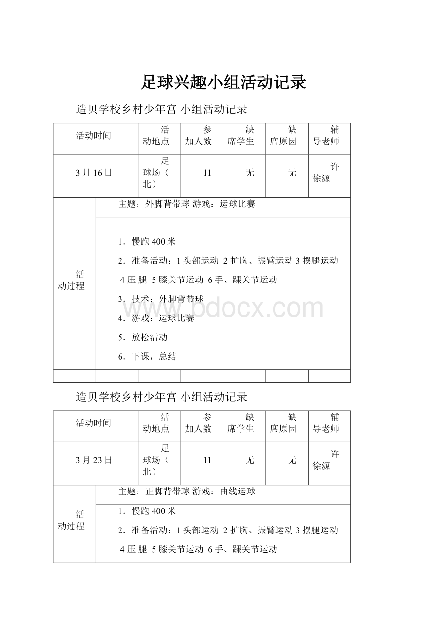 足球兴趣小组活动记录.docx_第1页