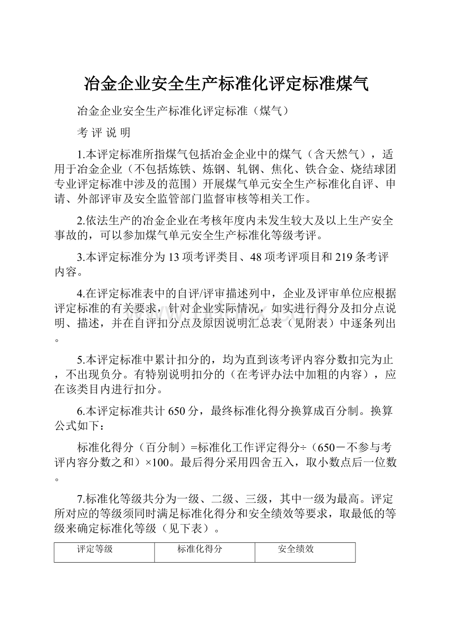 冶金企业安全生产标准化评定标准煤气.docx_第1页