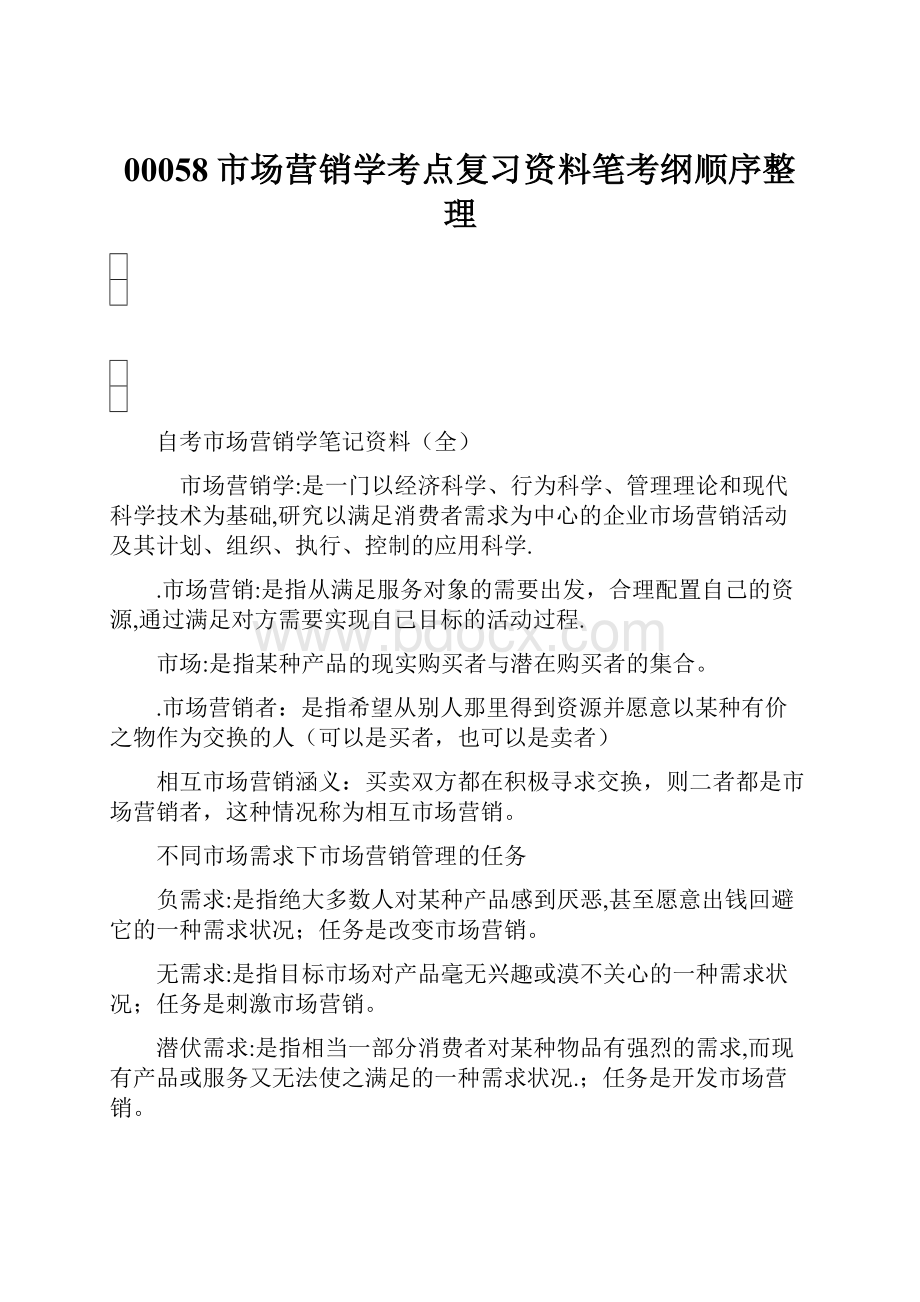 00058市场营销学考点复习资料笔考纲顺序整理.docx_第1页