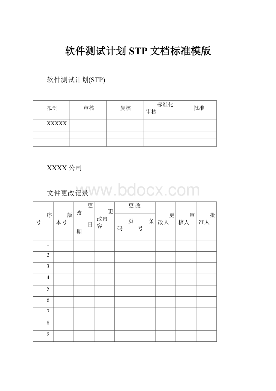 软件测试计划STP文档标准模版.docx