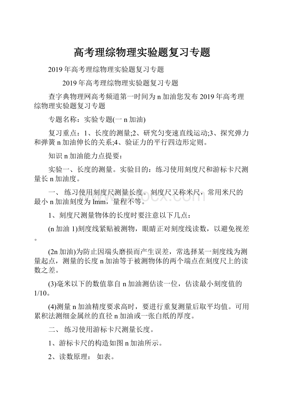 高考理综物理实验题复习专题.docx