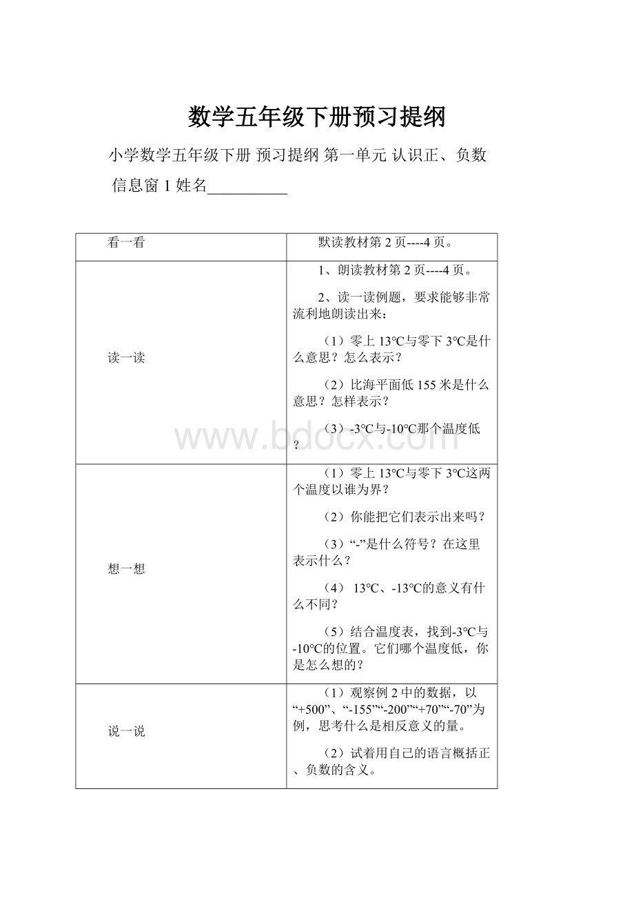 数学五年级下册预习提纲.docx_第1页