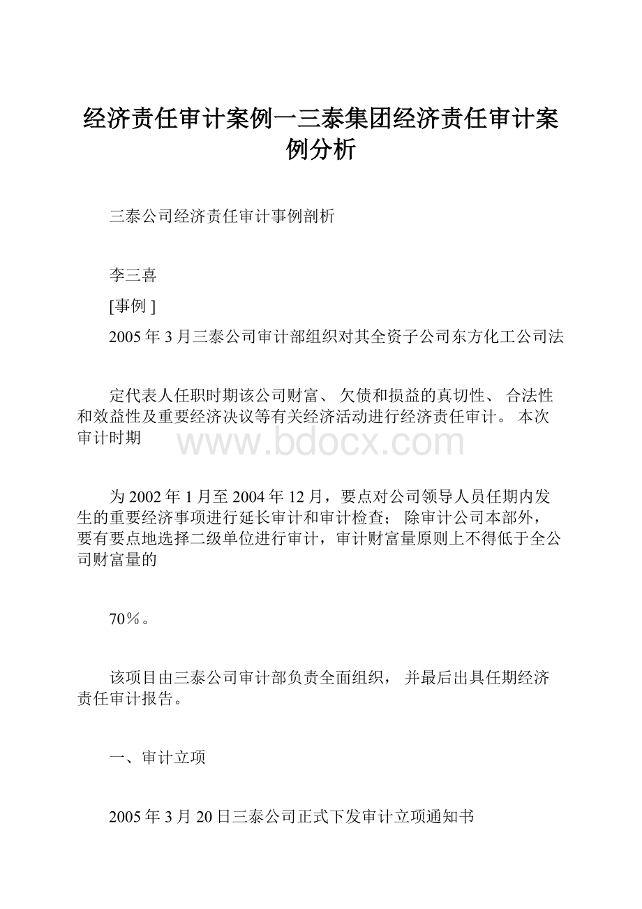 经济责任审计案例一三泰集团经济责任审计案例分析.docx