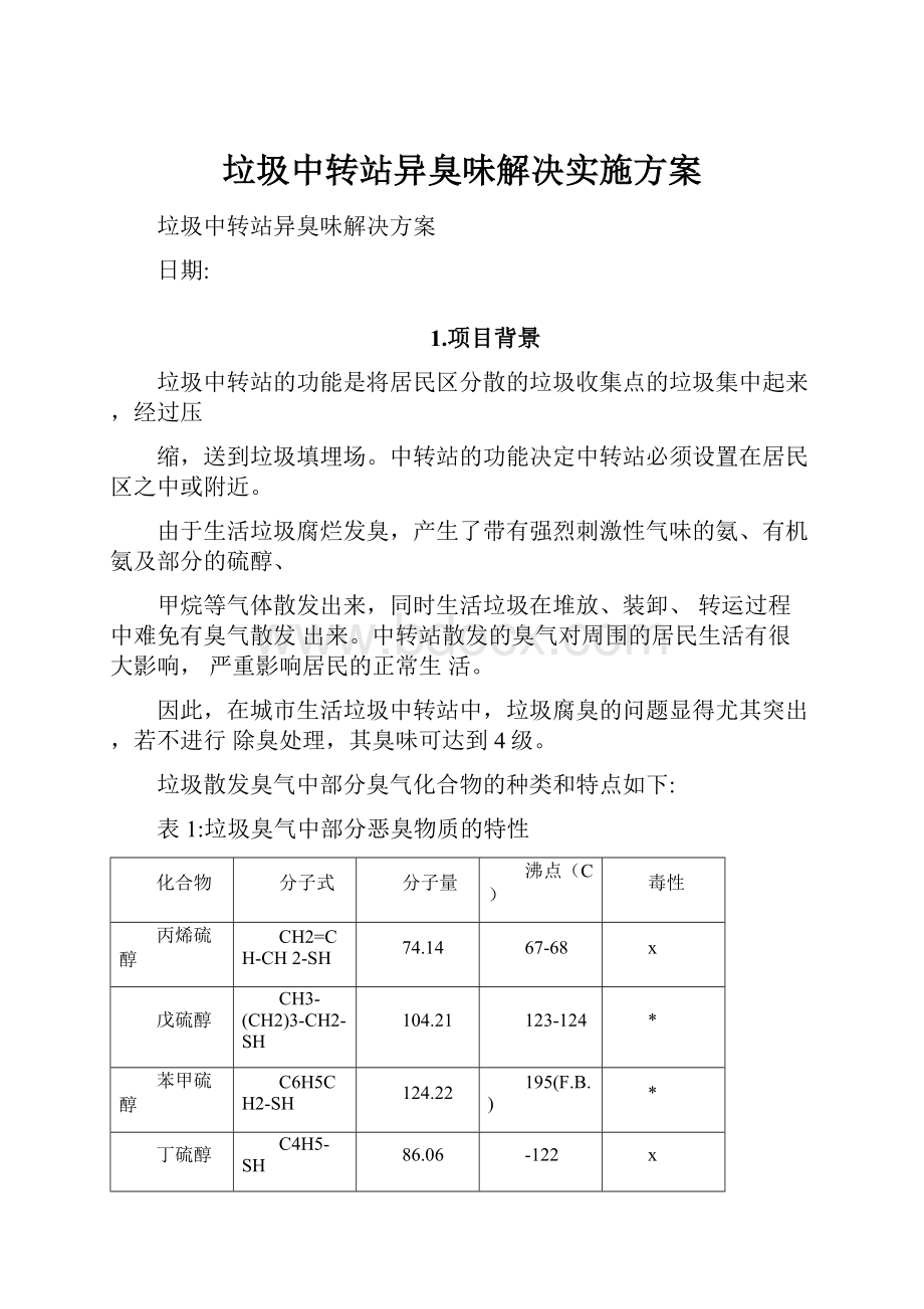 垃圾中转站异臭味解决实施方案.docx_第1页