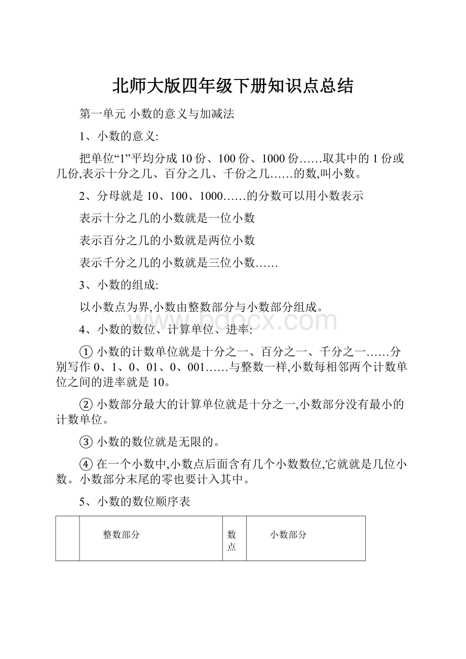 北师大版四年级下册知识点总结.docx_第1页