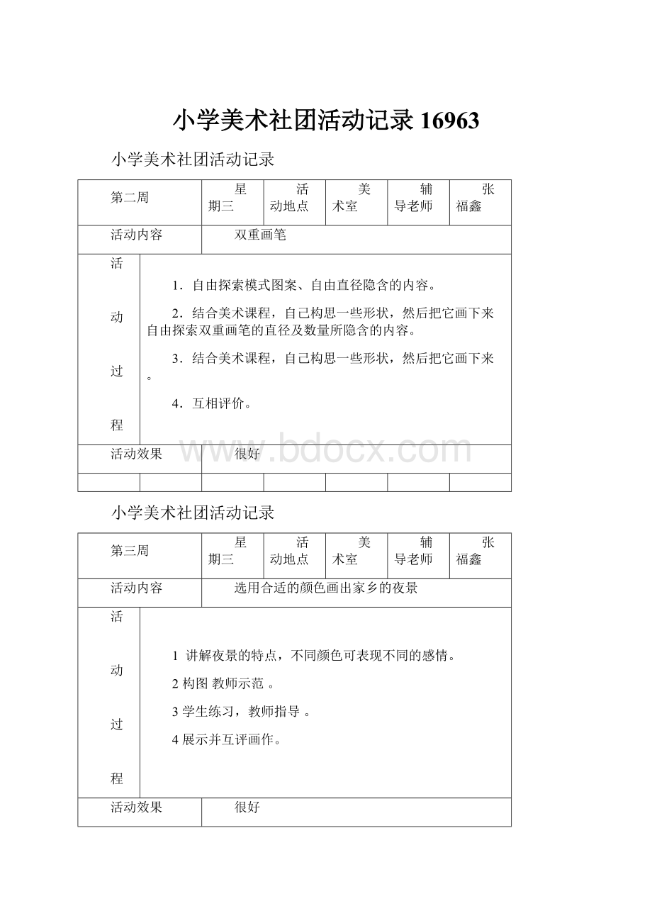 小学美术社团活动记录16963.docx_第1页