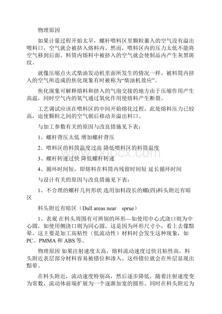 注塑成型各种缺陷的现象及解决方法.docx_第3页