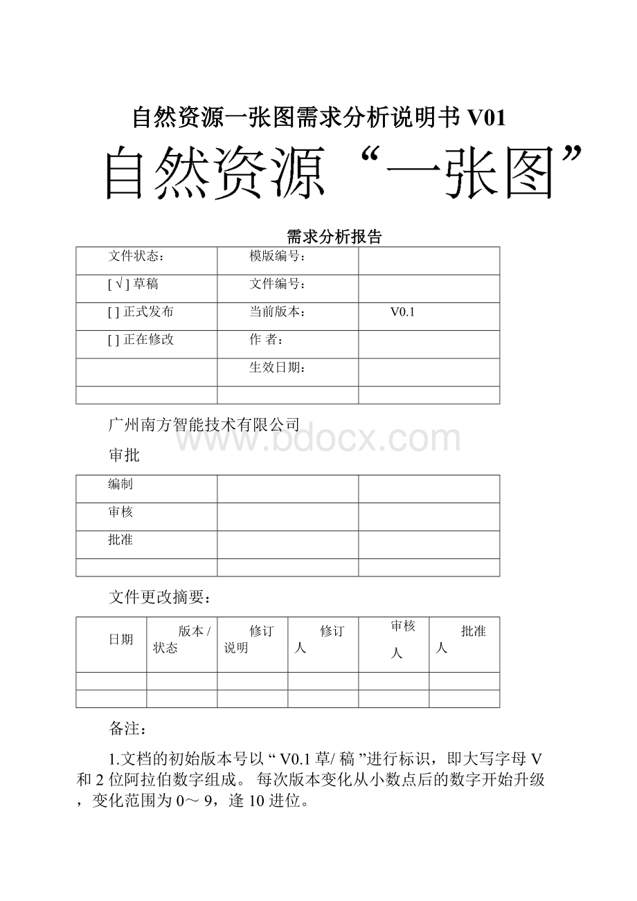 自然资源一张图需求分析说明书V01.docx_第1页