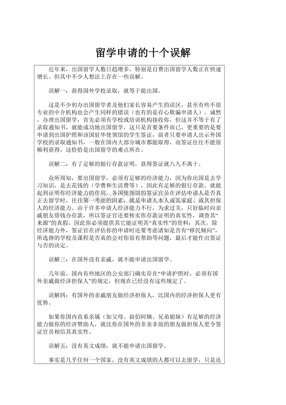 留学申请的十个误解.docx_第1页