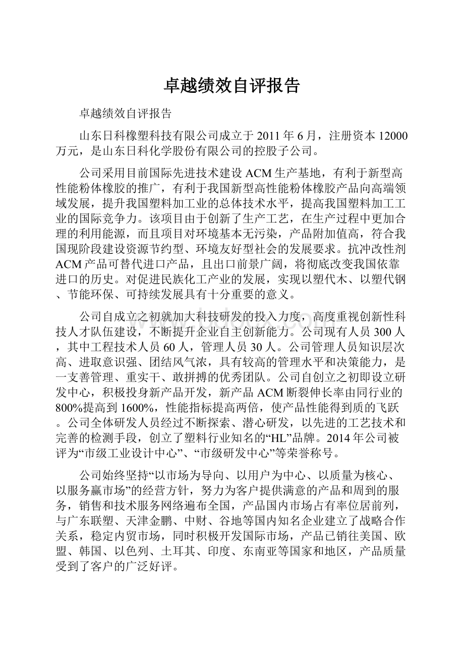 卓越绩效自评报告.docx_第1页