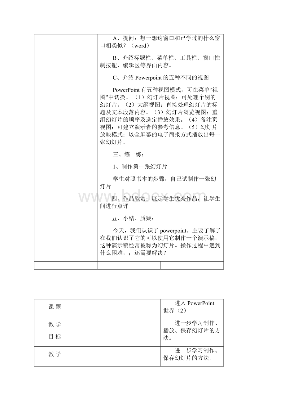 小学六年级PowerPoint信息技术教案.docx_第2页