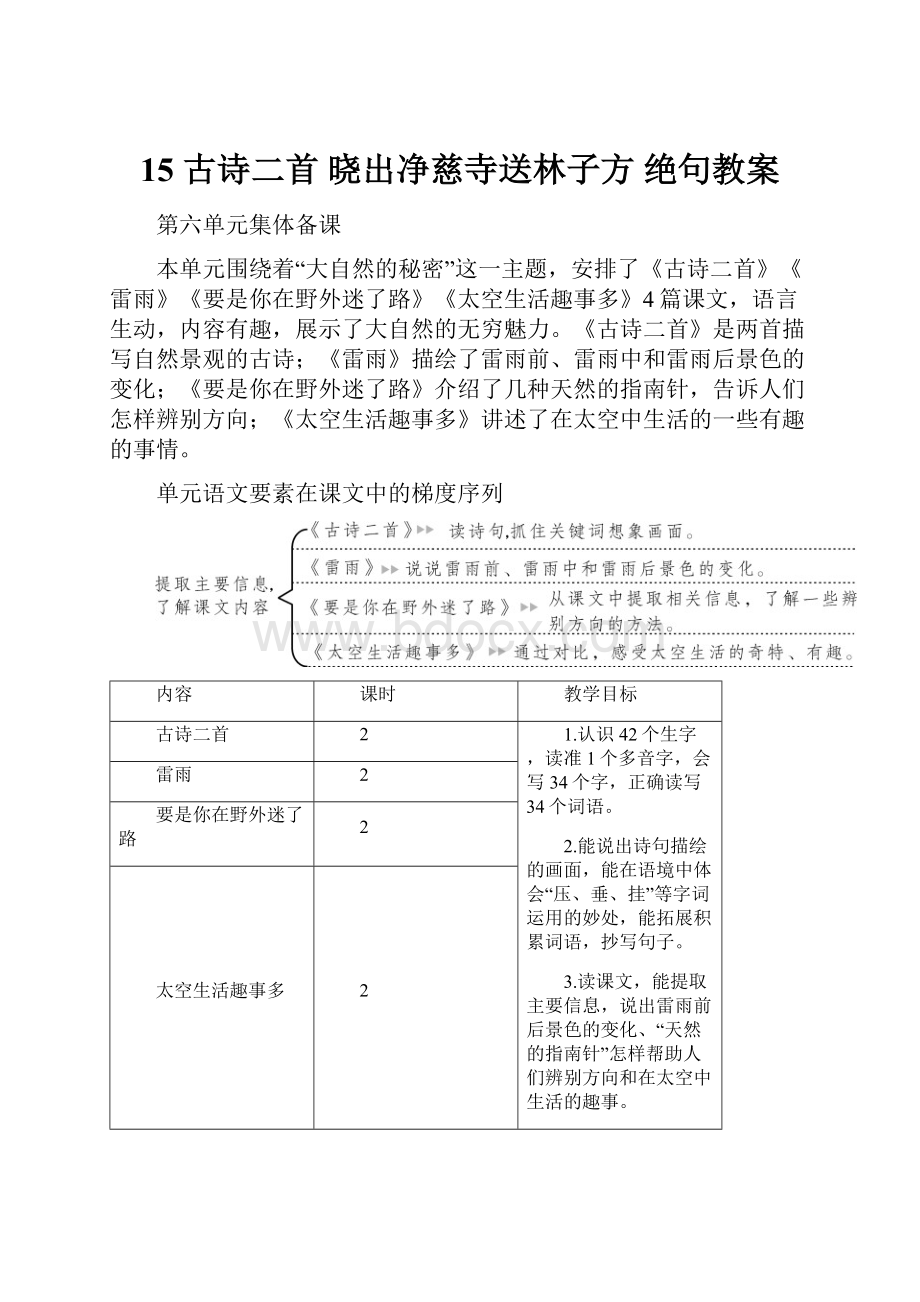 15 古诗二首 晓出净慈寺送林子方 绝句教案.docx_第1页