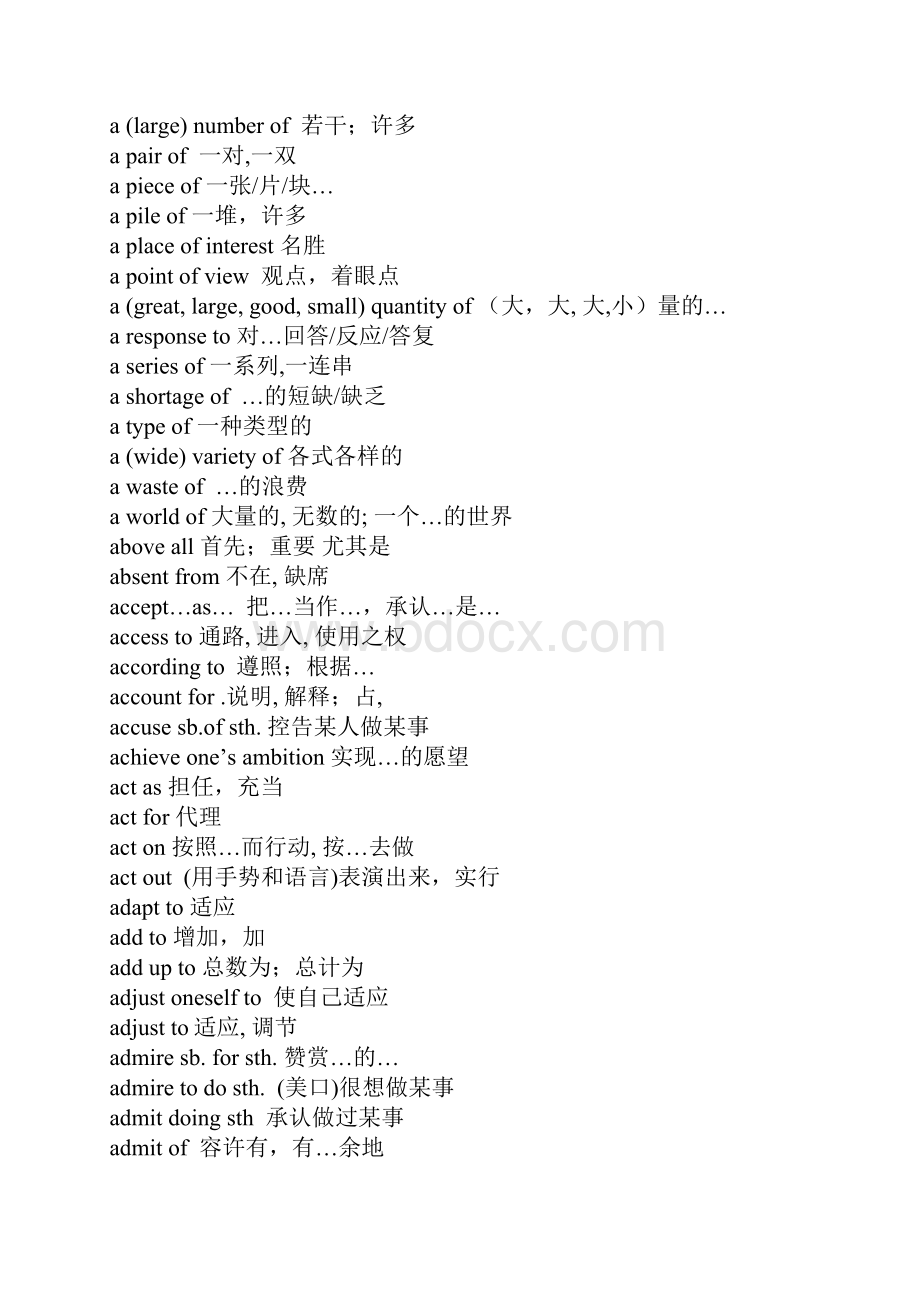 名师推荐高中必备高中13年级教材整理常考词组短语全集共60页打印可用.docx_第2页