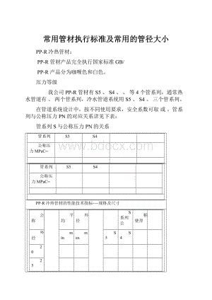 常用管材执行标准及常用的管径大小.docx