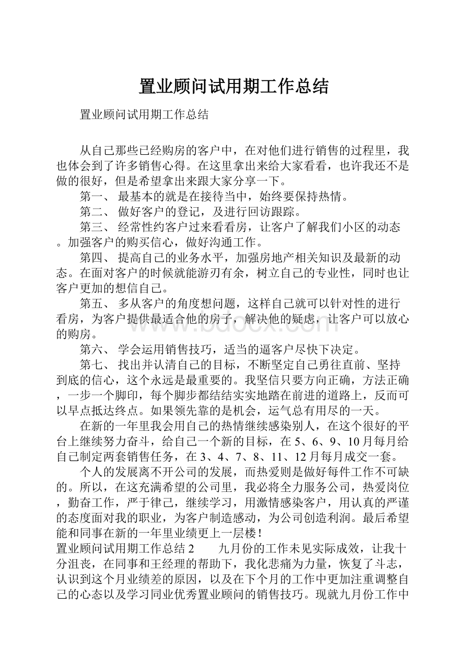 置业顾问试用期工作总结.docx