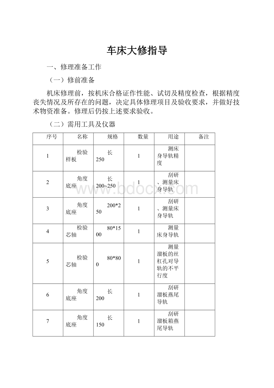 车床大修指导.docx