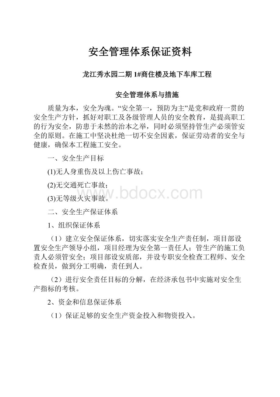 安全管理体系保证资料.docx