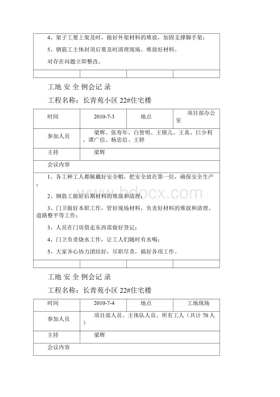 工 地 安 全 例 会 记 录之欧阳史创编.docx_第2页