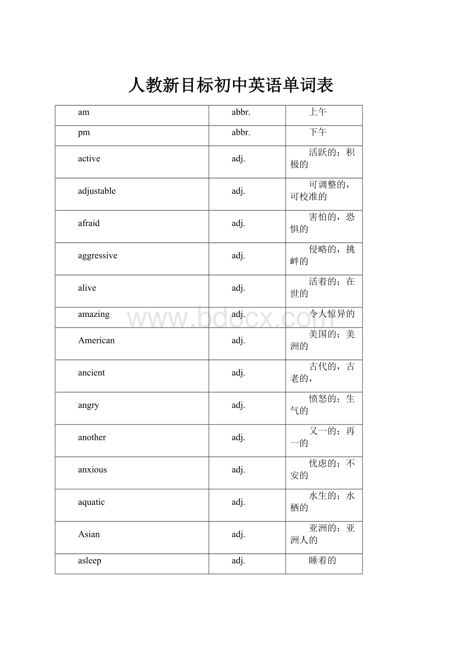 人教新目标初中英语单词表.docx